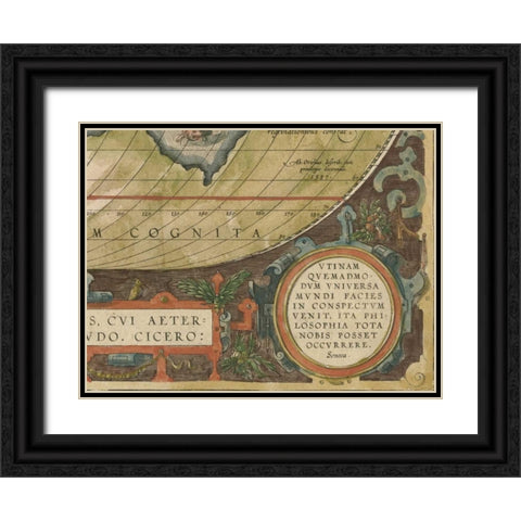 Antique World Map Grid IX Black Ornate Wood Framed Art Print with Double Matting by Vision Studio
