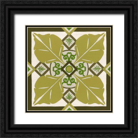 Non-Embellished Palm Motif III Black Ornate Wood Framed Art Print with Double Matting by Vess, June Erica