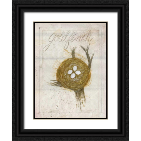 Nest - Goldfinch Black Ornate Wood Framed Art Print with Double Matting by Della-Piana, Elissa