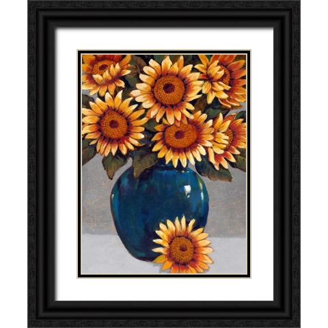 Vase of Sunflowers I Black Ornate Wood Framed Art Print with Double Matting by OToole, Tim