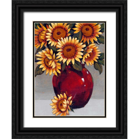 Vase of Sunflowers II Black Ornate Wood Framed Art Print with Double Matting by OToole, Tim