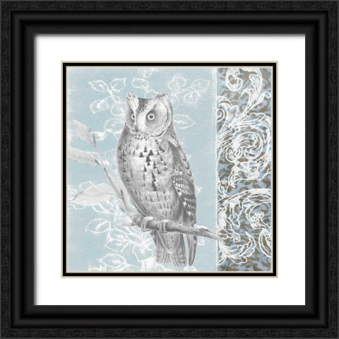 Owl Filigree I Black Ornate Wood Framed Art Print with Double Matting by Studio W