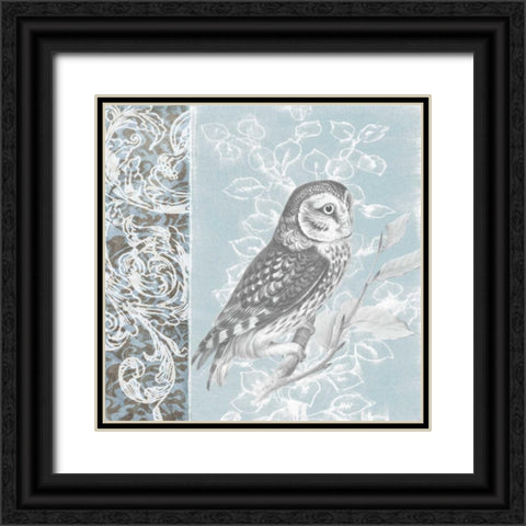 Owl Filigree II Black Ornate Wood Framed Art Print with Double Matting by Studio W