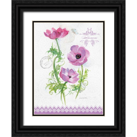 Flower Study on Lace I Black Ornate Wood Framed Art Print with Double Matting by Della-Piana, Elissa