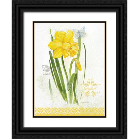 Flower Study on Lace V Black Ornate Wood Framed Art Print with Double Matting by Della-Piana, Elissa