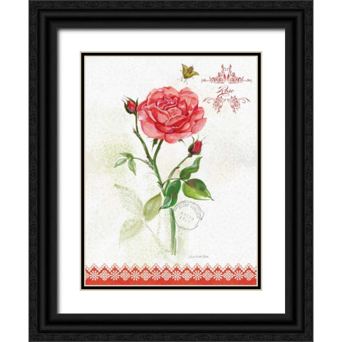 Flower Study on Lace XIII Black Ornate Wood Framed Art Print with Double Matting by Della-Piana, Elissa