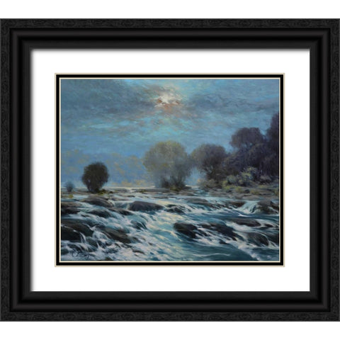 Moon Rapids Black Ornate Wood Framed Art Print with Double Matting by Larivey, Chuck