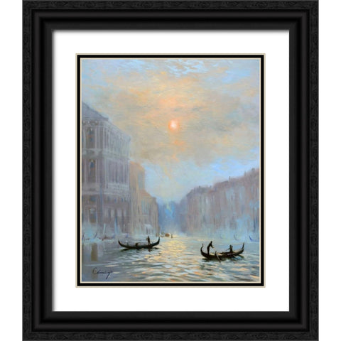 Venice Morning Mist Black Ornate Wood Framed Art Print with Double Matting by Larivey, Chuck