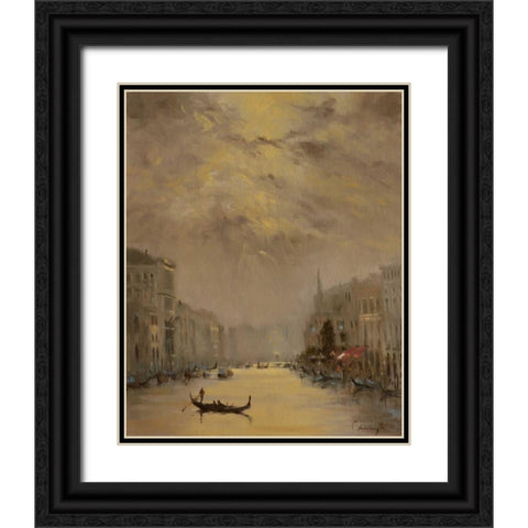 Venice Evening Gold Black Ornate Wood Framed Art Print with Double Matting by Larivey, Chuck