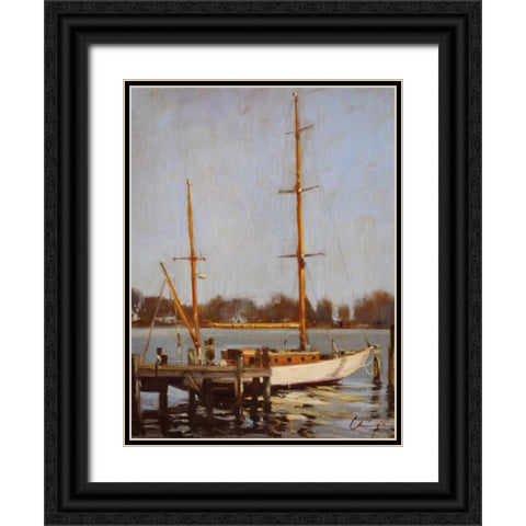 Ivory Falcon at Rest Black Ornate Wood Framed Art Print with Double Matting by Larivey, Chuck