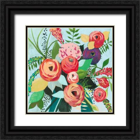 Halcyon Bouquet I Black Ornate Wood Framed Art Print with Double Matting by Popp, Grace