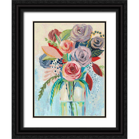 Roseate Posy I Black Ornate Wood Framed Art Print with Double Matting by Popp, Grace