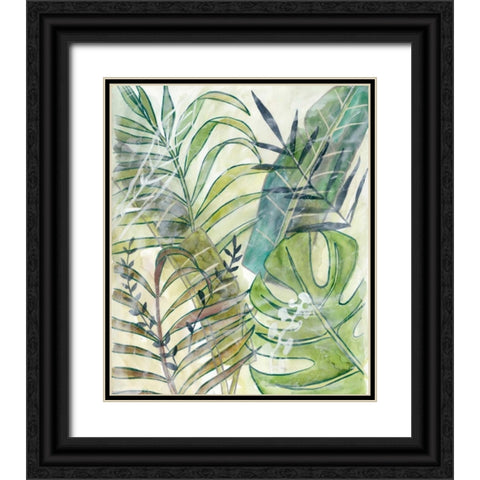 Layered Palms I Black Ornate Wood Framed Art Print with Double Matting by Zarris, Chariklia