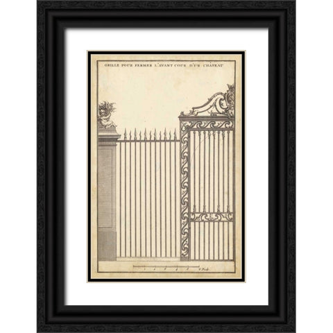 Antique Decorative Gate II Black Ornate Wood Framed Art Print with Double Matting by Blondel, J.F.
