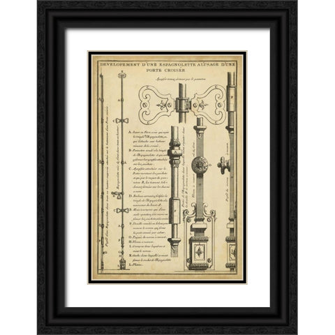 Antique Decorative Locks I Black Ornate Wood Framed Art Print with Double Matting by Blondel, J.F.