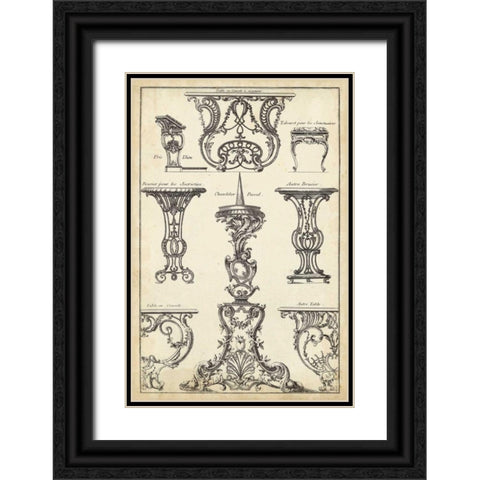 Antique French Ornament I Black Ornate Wood Framed Art Print with Double Matting by Blondel, J.F.