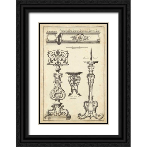 Antique French Ornament II Black Ornate Wood Framed Art Print with Double Matting by Blondel, J.F.