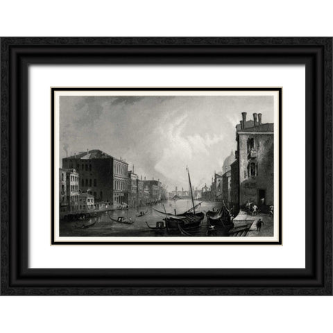 Antique View of Venice Black Ornate Wood Framed Art Print with Double Matting by Unknown