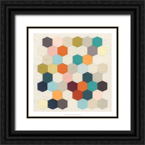 Honeycomb Geometry IV Black Ornate Wood Framed Art Print with Double Matting by Vess, June Erica