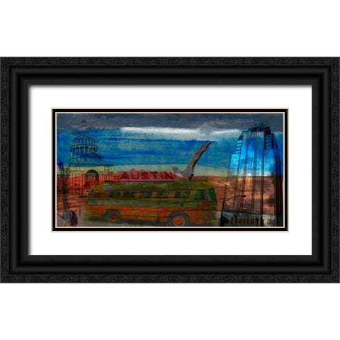 Austin Bus Black Ornate Wood Framed Art Print with Double Matting by Jasper, Sisa