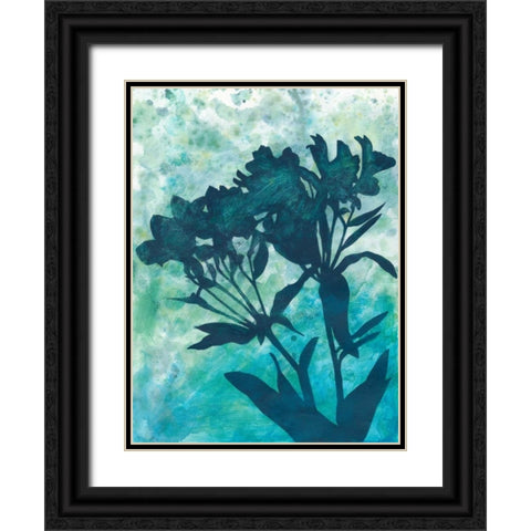 Indigo Floral Silhouette II Black Ornate Wood Framed Art Print with Double Matting by Meagher, Megan