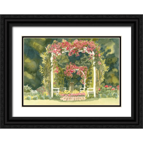 Aquarelle Garden IV Black Ornate Wood Framed Art Print with Double Matting by Miller, Dianne