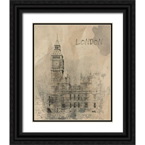 Remembering London Black Ornate Wood Framed Art Print with Double Matting by Orlov, Irena