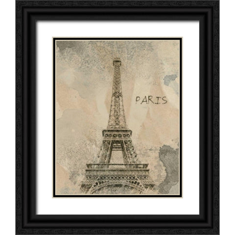 Remembering Paris Black Ornate Wood Framed Art Print with Double Matting by Orlov, Irena