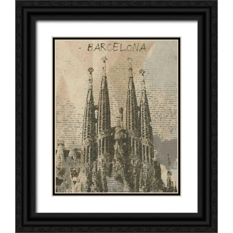 Remembering Barcelona Black Ornate Wood Framed Art Print with Double Matting by Orlov, Irena