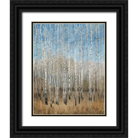 Dusty Blue Birches II Black Ornate Wood Framed Art Print with Double Matting by OToole, Tim