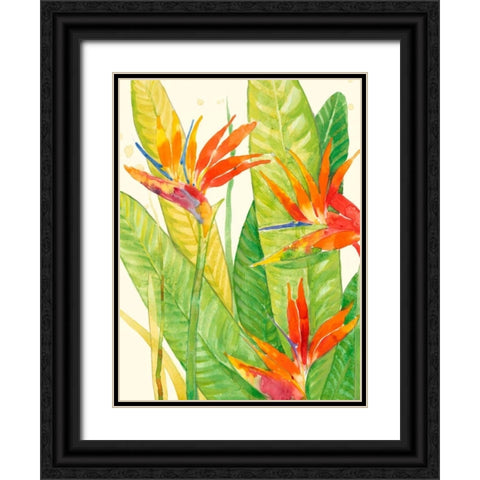 Watercolor Tropical Flowers III Black Ornate Wood Framed Art Print with Double Matting by OToole, Tim