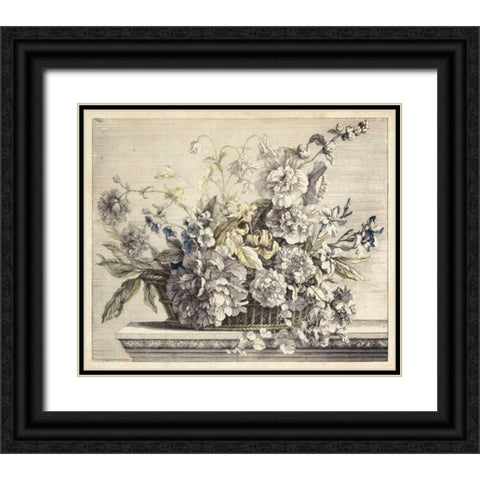 Vintage Basket of Flowers II Black Ornate Wood Framed Art Print with Double Matting by Baptiste, Giovanni