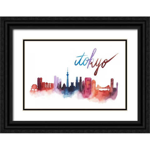 World Cities Skyline II Black Ornate Wood Framed Art Print with Double Matting by Popp, Grace