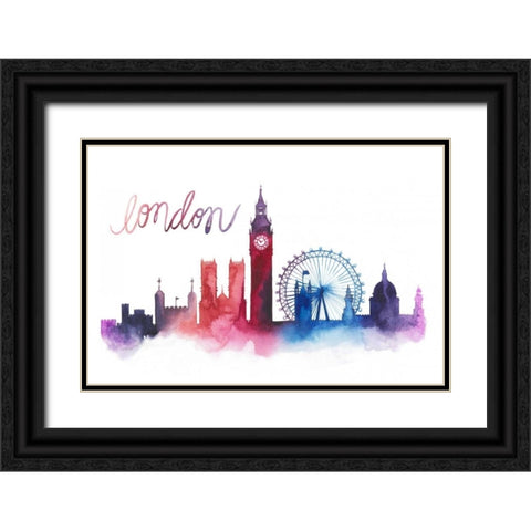World Cities Skyline VI Black Ornate Wood Framed Art Print with Double Matting by Popp, Grace