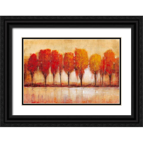 Autumn Waters Edge Black Ornate Wood Framed Art Print with Double Matting by OToole, Tim