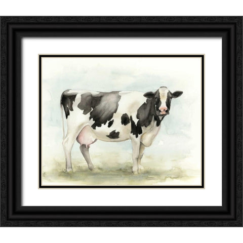 Watercolor Cow I Black Ornate Wood Framed Art Print with Double Matting by Popp, Grace