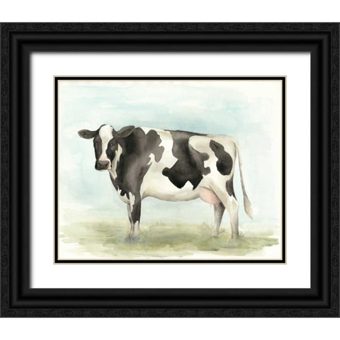 Watercolor Cow II Black Ornate Wood Framed Art Print with Double Matting by Popp, Grace