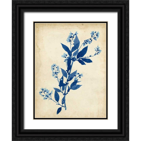 Indigo Leaf Study I Black Ornate Wood Framed Art Print with Double Matting by Vision Studio