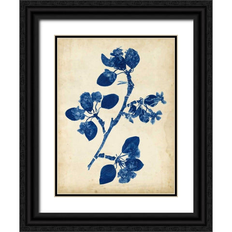 Indigo Leaf Study IV Black Ornate Wood Framed Art Print with Double Matting by Vision Studio