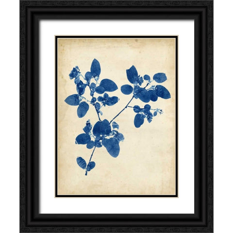 Indigo Leaf Study V Black Ornate Wood Framed Art Print with Double Matting by Vision Studio