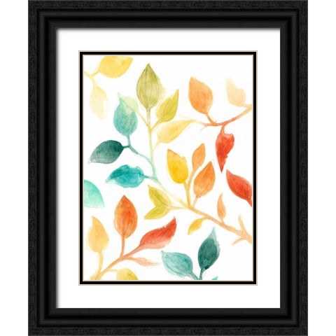 Spectrum Leaves I Black Ornate Wood Framed Art Print with Double Matting by Vess, June Erica