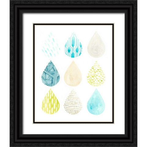 Pattern Drops I Black Ornate Wood Framed Art Print with Double Matting by Vess, June Erica