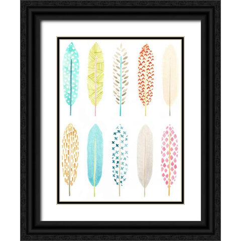 Feather Patterns I Black Ornate Wood Framed Art Print with Double Matting by Vess, June Erica