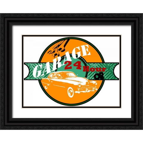 Garage Sign I Black Ornate Wood Framed Art Print with Double Matting by Studio W