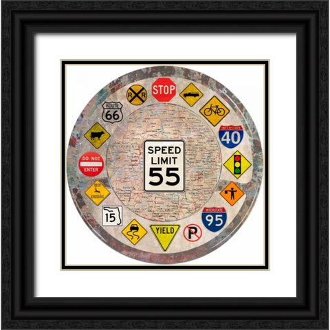 Garage Sign VI Black Ornate Wood Framed Art Print with Double Matting by Studio W