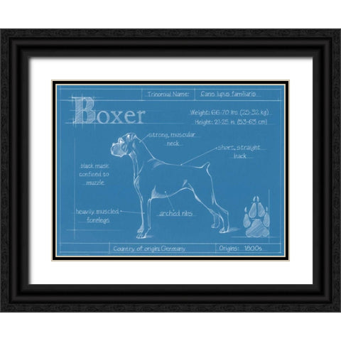 Blueprint Boxer Black Ornate Wood Framed Art Print with Double Matting by Harper, Ethan