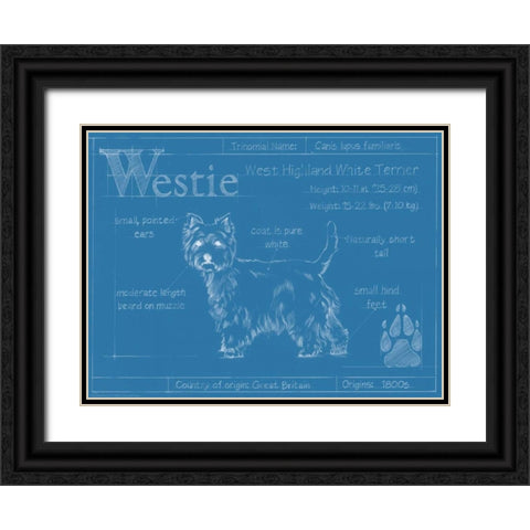 Blueprint Westie Black Ornate Wood Framed Art Print with Double Matting by Harper, Ethan