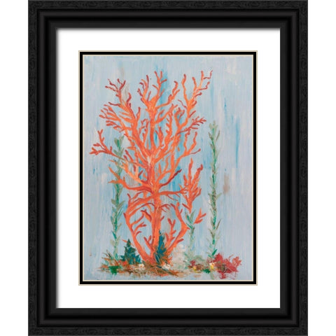 Painterly Coral II Black Ornate Wood Framed Art Print with Double Matting by Brewington, Olivia