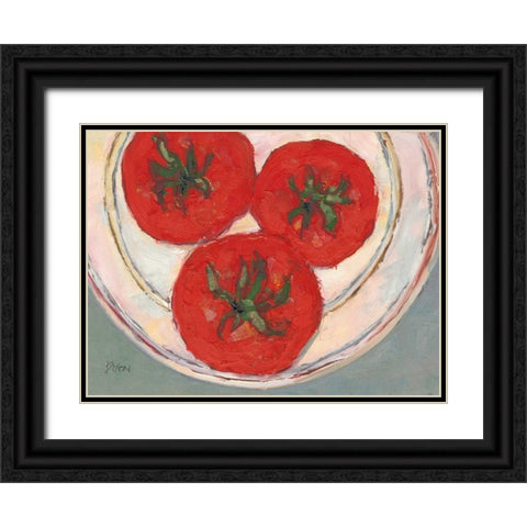 Plate with Tomato Black Ornate Wood Framed Art Print with Double Matting by Dixon, Samuel