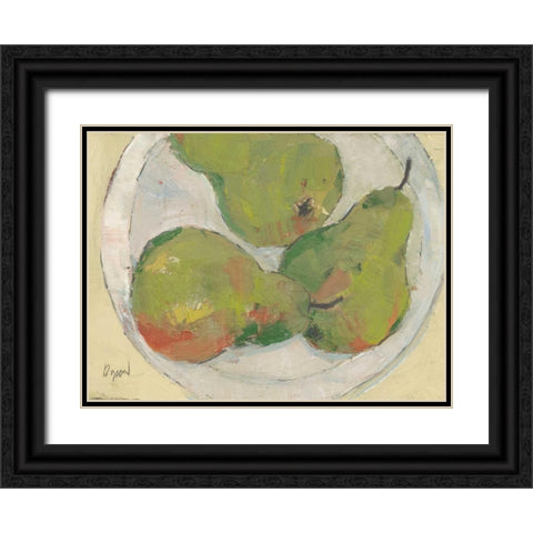 Plate with Pear Black Ornate Wood Framed Art Print with Double Matting by Dixon, Samuel